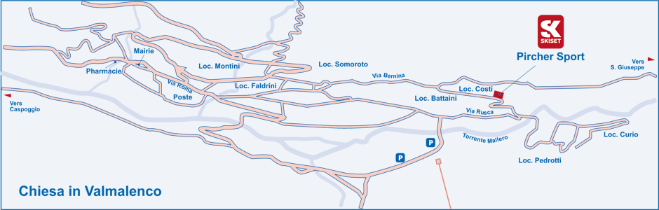 Ski equipment to Chiesa in Valmalenco