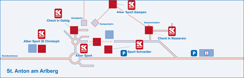 Ski equipment to St. Anton