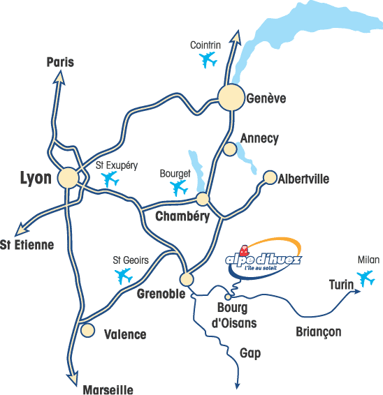 Plan d'accès Alpe d'Huez 