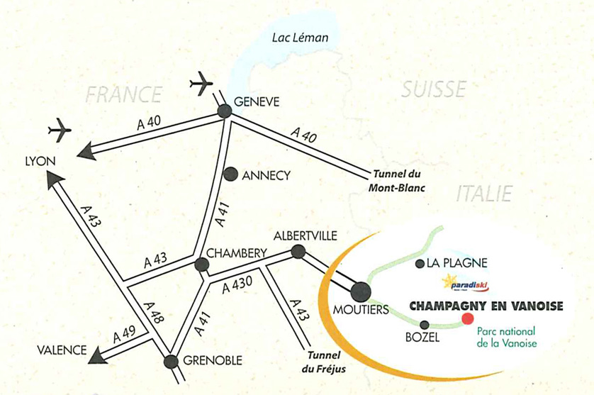 Plan d'accès Champagny-en-Vanoise 