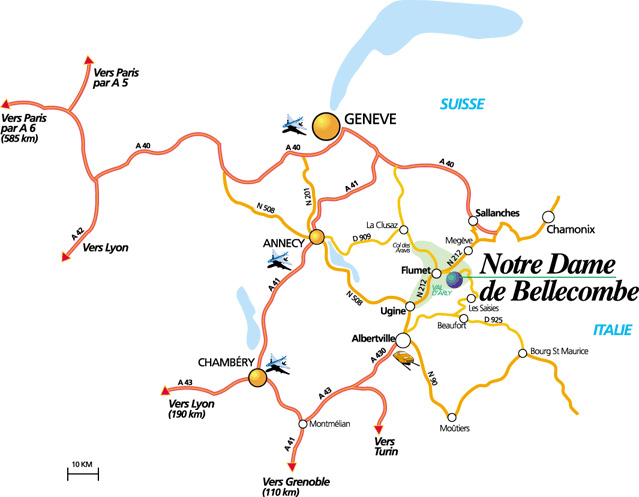 Plan d'accès Notre Dame de Bellecombe 