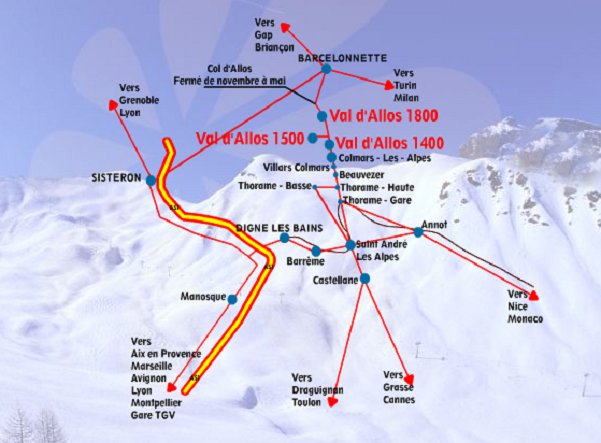 Plan d'accès Val d'Allos 