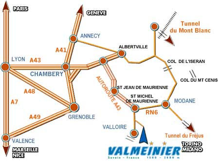 Plan d'accès Valmeinier 